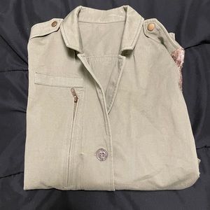 Womens jacket green with nude Sequins sleeve size medium